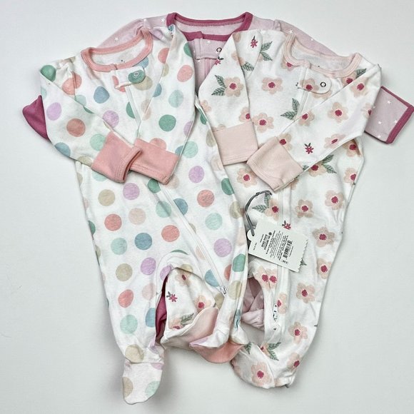 cloud island Other - Baby Girls' 3pk Zip Up Sleep N' Play - Cloud Island™ Size 0-3 Months